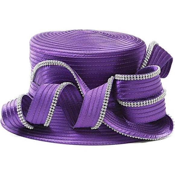 Church Hats for Women Rhinestone-Purple - Picture 1 of 3
